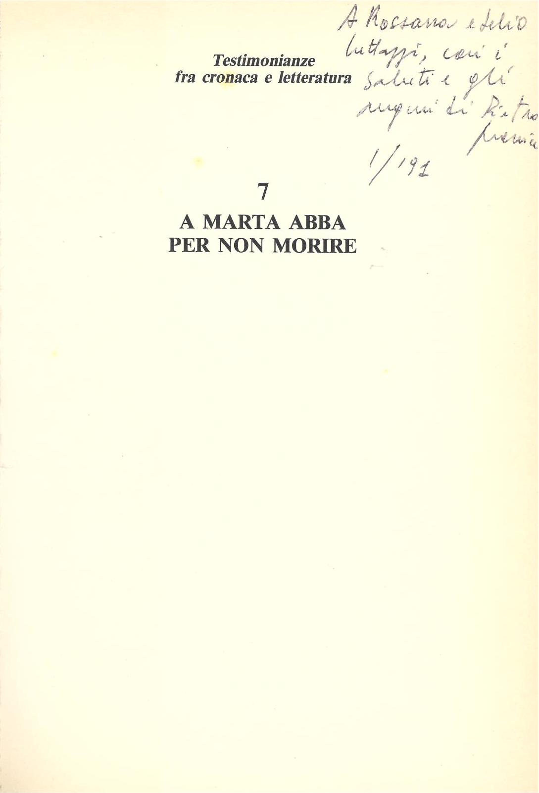 A Marta Abba per non morire : sull'epistolario inedito tra Pirandello e la sua attrice