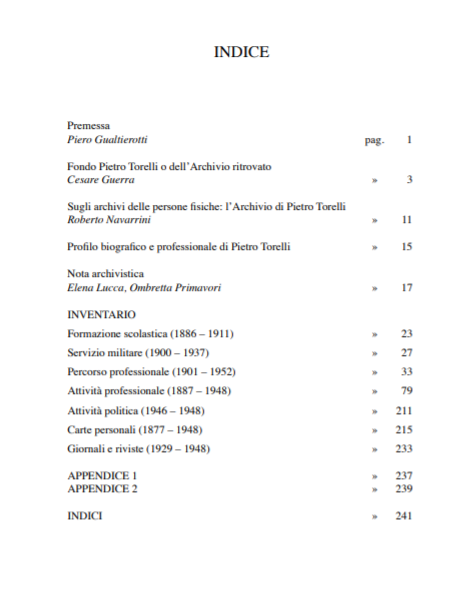 Archivio Pietro Torelli (1886-1952) : inventario