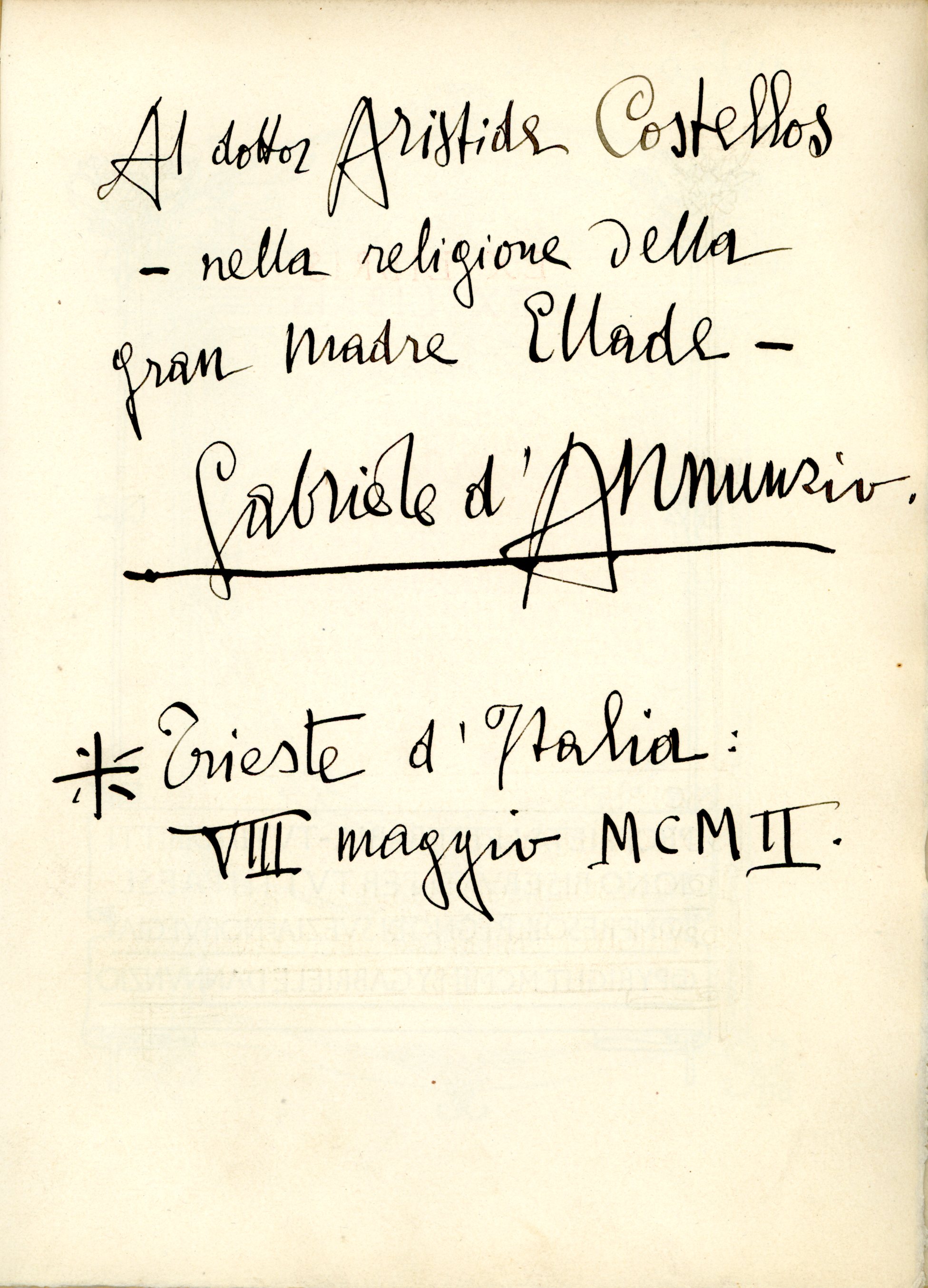 Francesca Da Rimini tragedia di Gabriele D'Annunzio rappresentata in Roma nell'anno 1901 a di 9 del mese di decembre