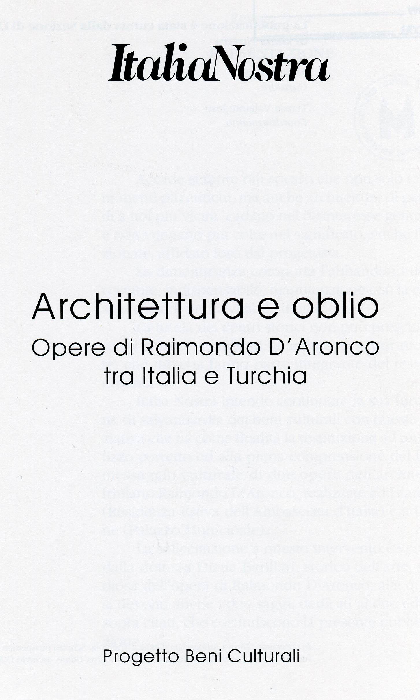 Architettura e oblio : opere di Raimondo D'Aronco tra Italia e Turchia