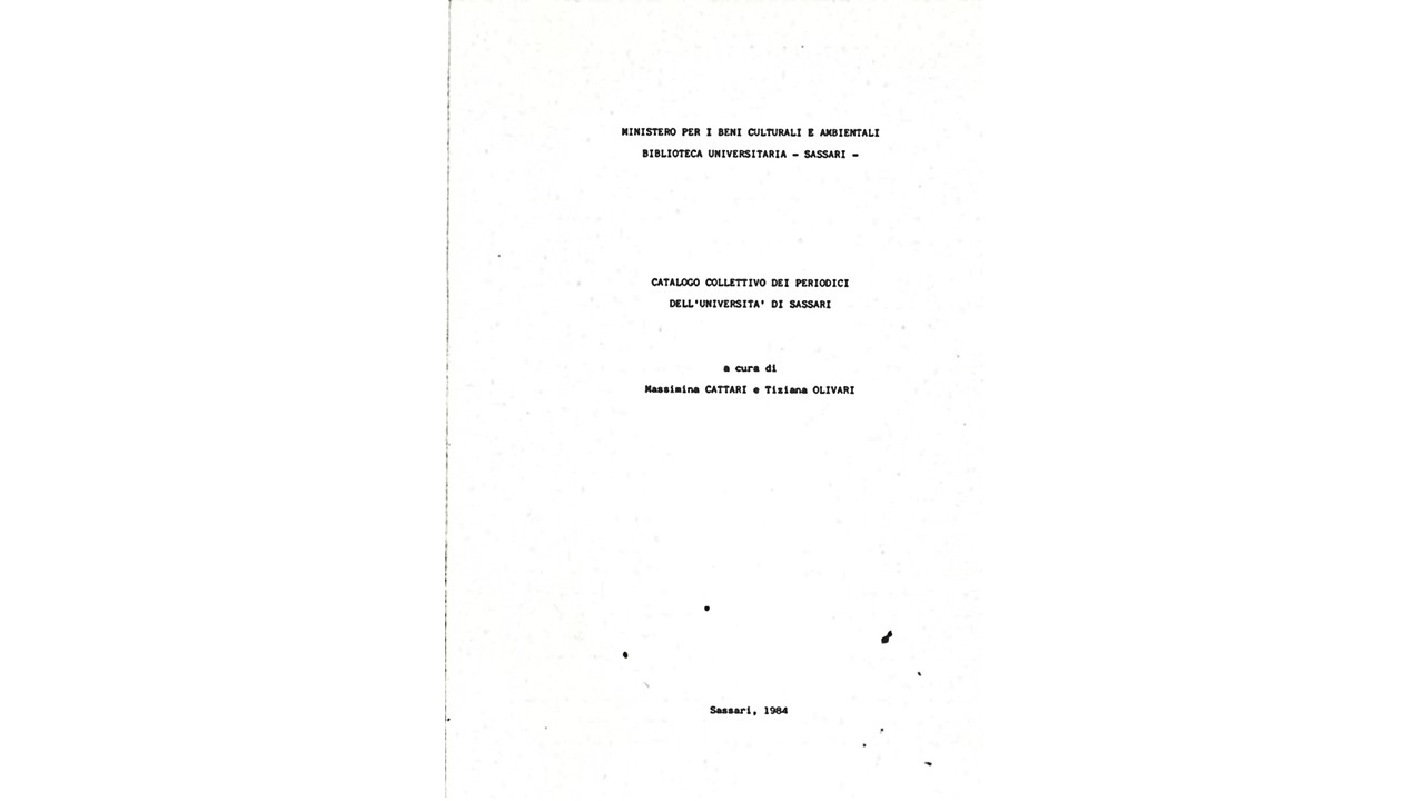 Catalogo collettivo dei periodici dell'Università di Sassari