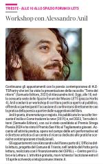 Workshop con Alessandro Anil : Trieste - alle 10 allo spazio forum di LETS