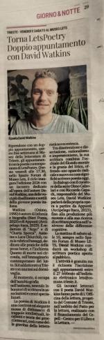 Torna LetsPoetry : doppio appuntamento con David Watkins