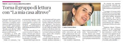 Torna il gruppo di lettura con "La mia casa altrove" : Trieste - alle 17.30 alla Biblioteca Hortis