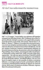 Al via Una sola muerte numerosa : Trieste, alle 15 al museo LETS